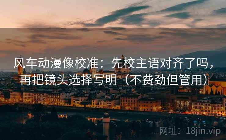 风车动漫像校准：先校主语对齐了吗，再把镜头选择写明（不费劲但管用）