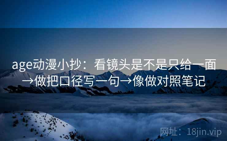 age动漫小抄：看镜头是不是只给一面→做把口径写一句→像做对照笔记